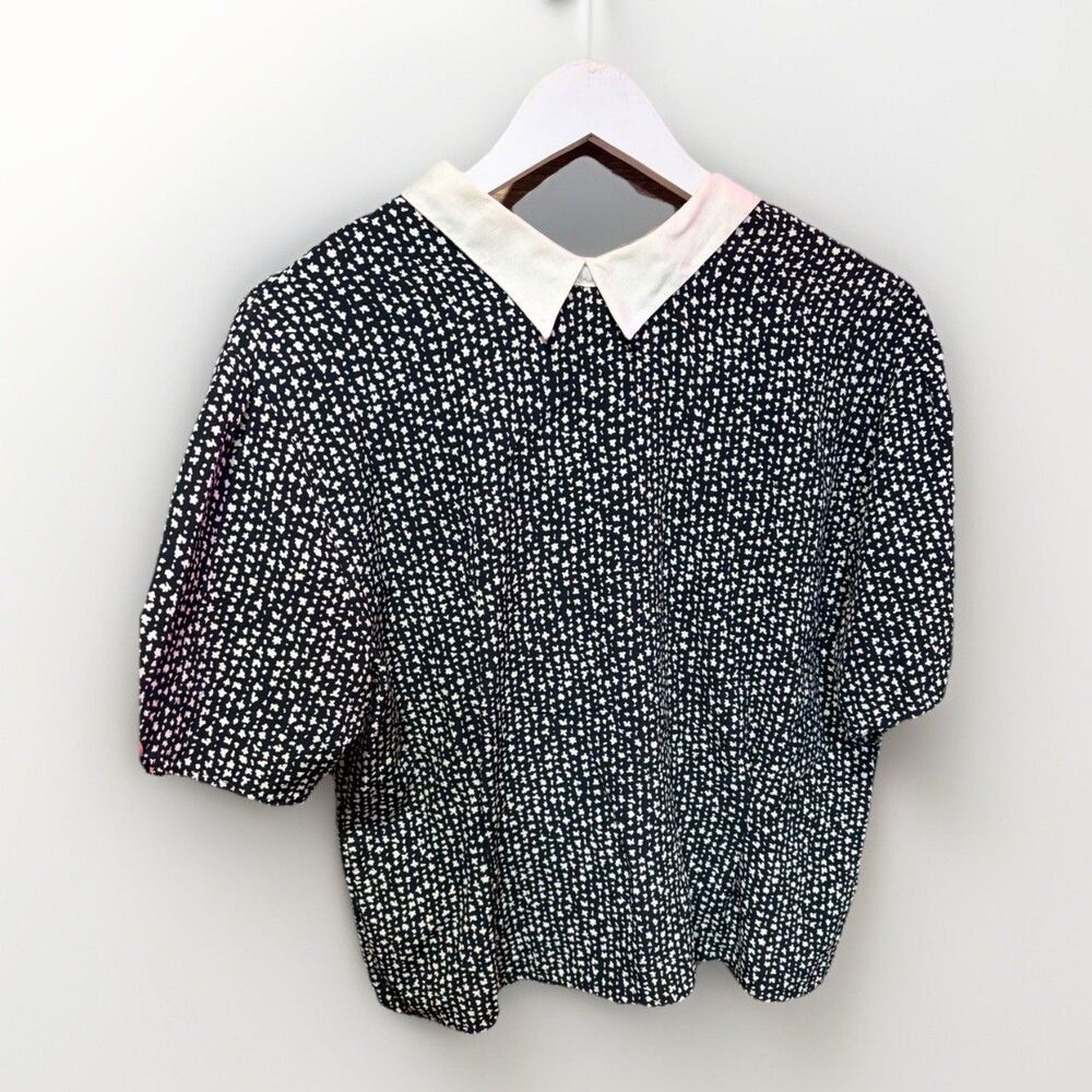 Vintage Liz Claiborne Peter Pan Collar 90s Secretary Top Button Back Waist Dart